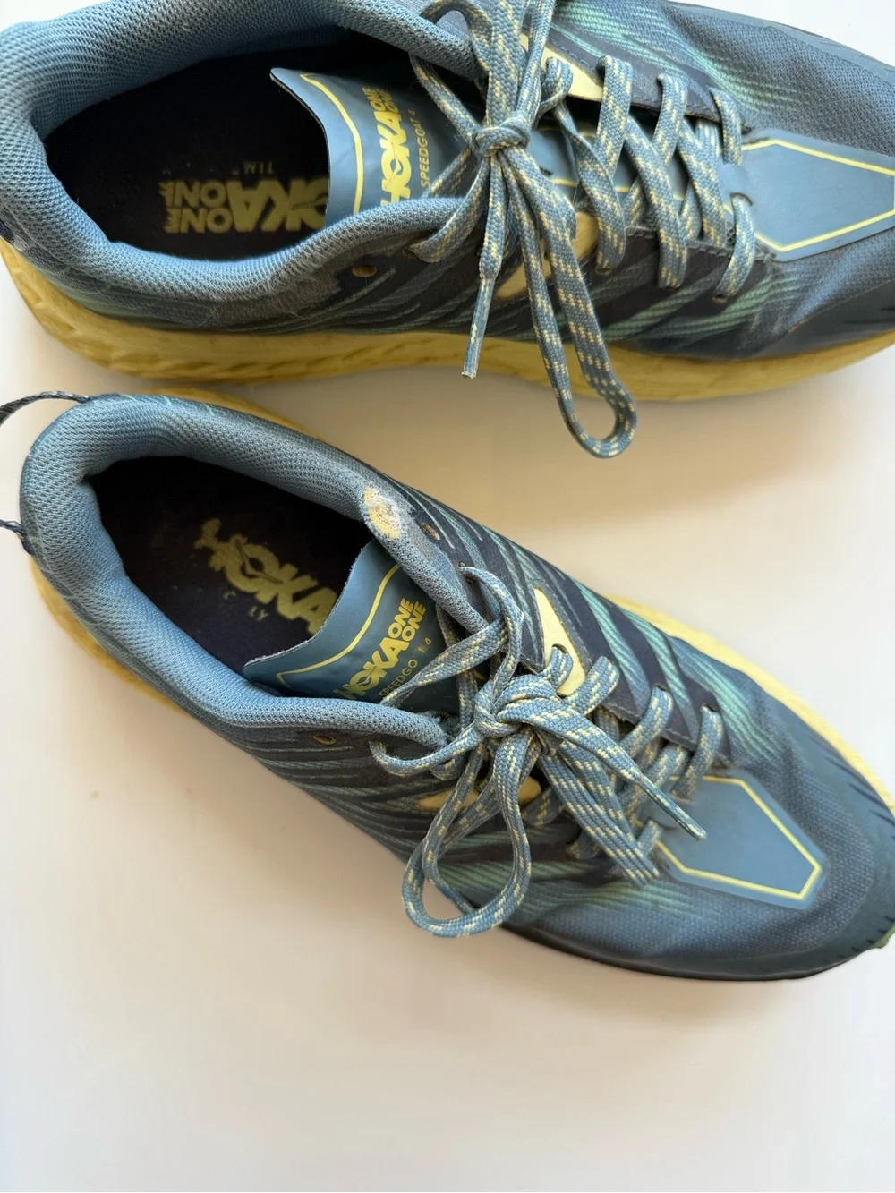 Hoka Women's Blue & Yellow Trail Runners Shoe Sneakers 8.5